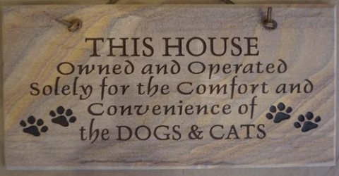 This House Owned and Operated Solely for the Comfort and Convenience of the Dogs and Cats - 6"X12" Wall Sign